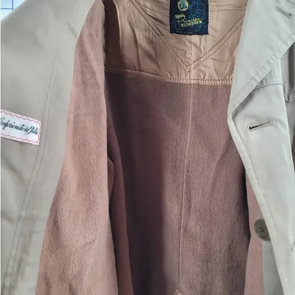 Princine Imports Vintage Beige Double Breasted Trench Coat Classic Style